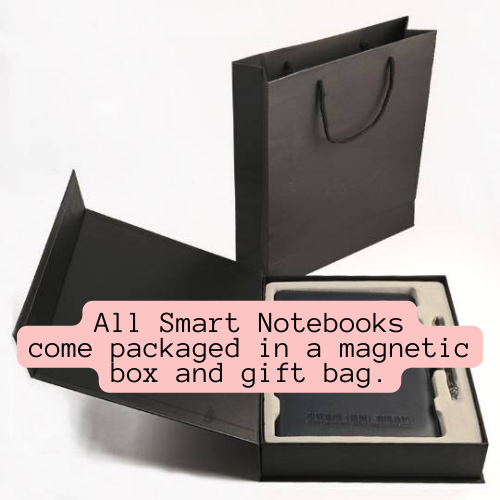 Free gift packaging with all SMART Notebooks, this includes a magnetic opening box, bonus pen and carry bag. What a perfect addition to your gift or treat for yourself. 