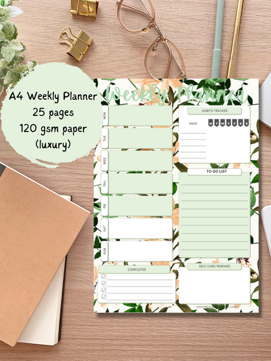 Peach Flower - A4  Weekly Planner