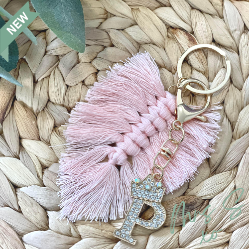 Pink Leaf Tassel Keychain + personalisation