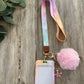 Pink Rainbow Sunset Lanyard/Keychain + ID Holder