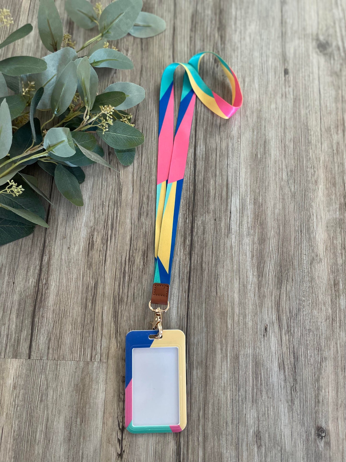 Bright Coloured Geometric Lanyard/Keychain + ID Holder