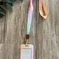 Pink Rainbow Sunset Lanyard/Keychain + ID Holder