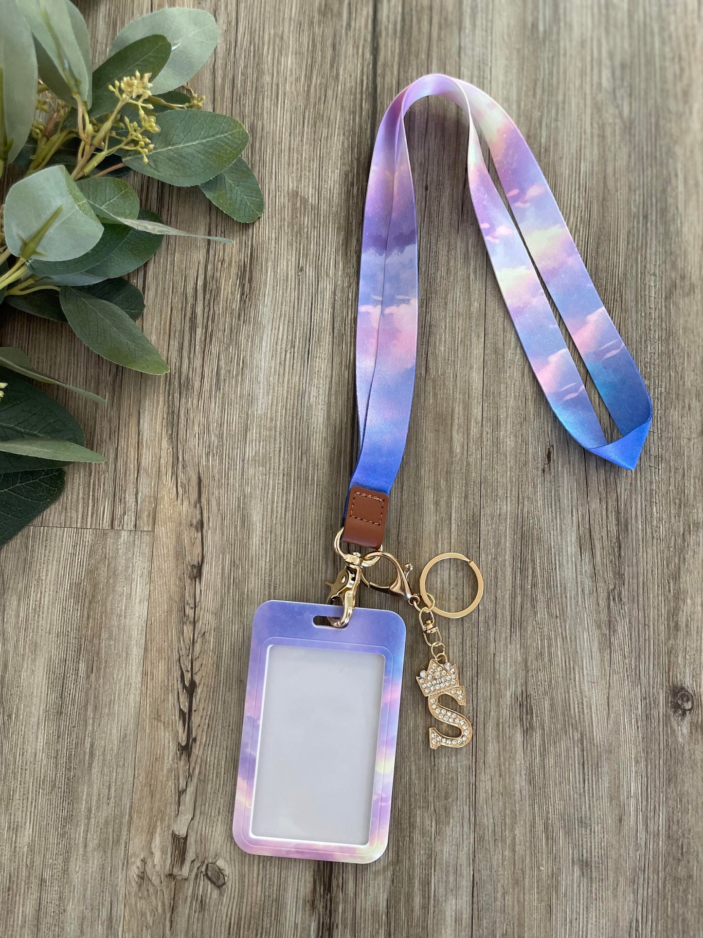Purple Sunset Lanyard/Keychain + ID Holder