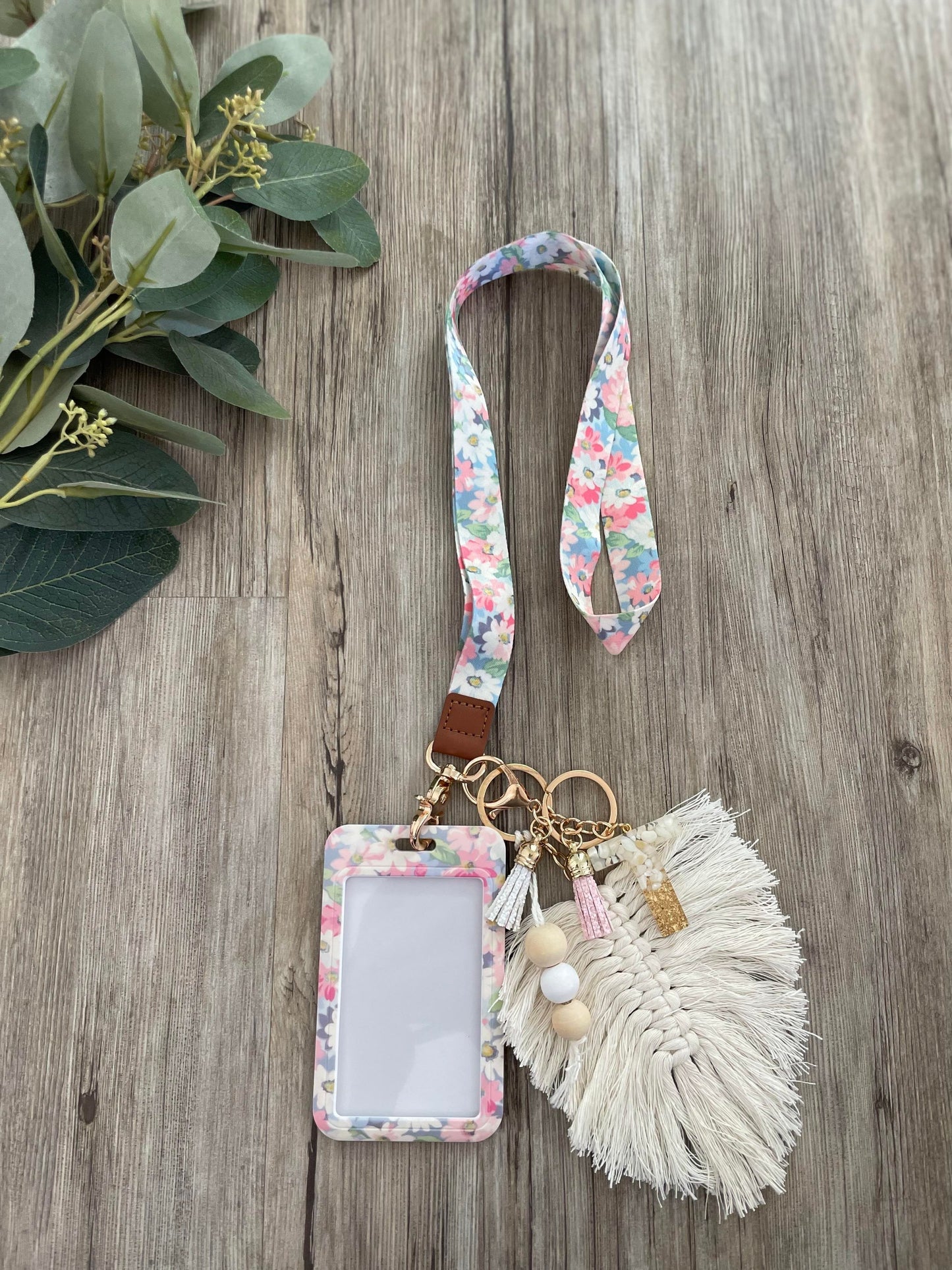 Forest Floral Delight Lanyard/Keychain + ID Holder