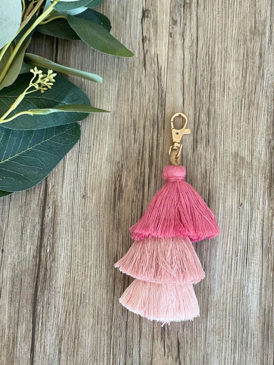 Pretty in Pink Tassel Keychain + Personalisation