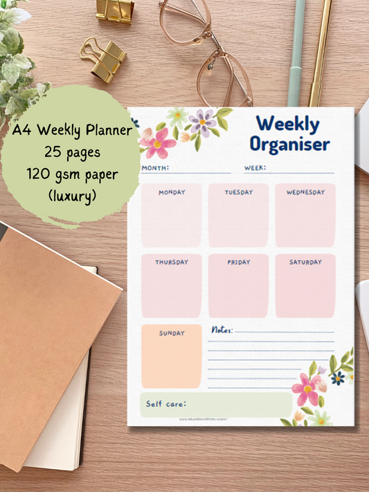 Floral Details A4 Weekly Planner Pad