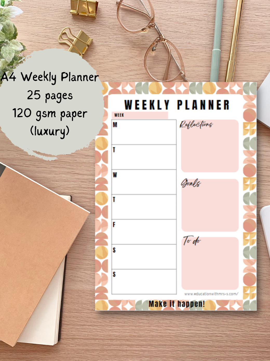 Autumn Geometric A4 Weekly Planner Pad