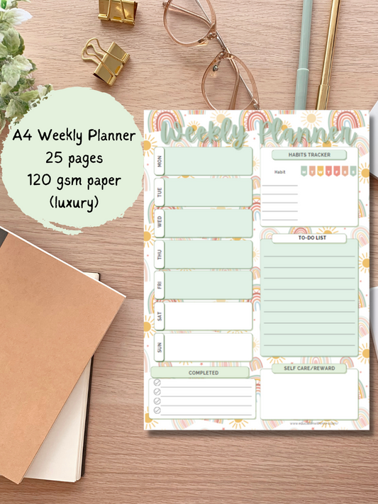 Rainbow (Green) A4 Weekly Planner