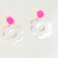Hot Pink and White Flower Dangle
