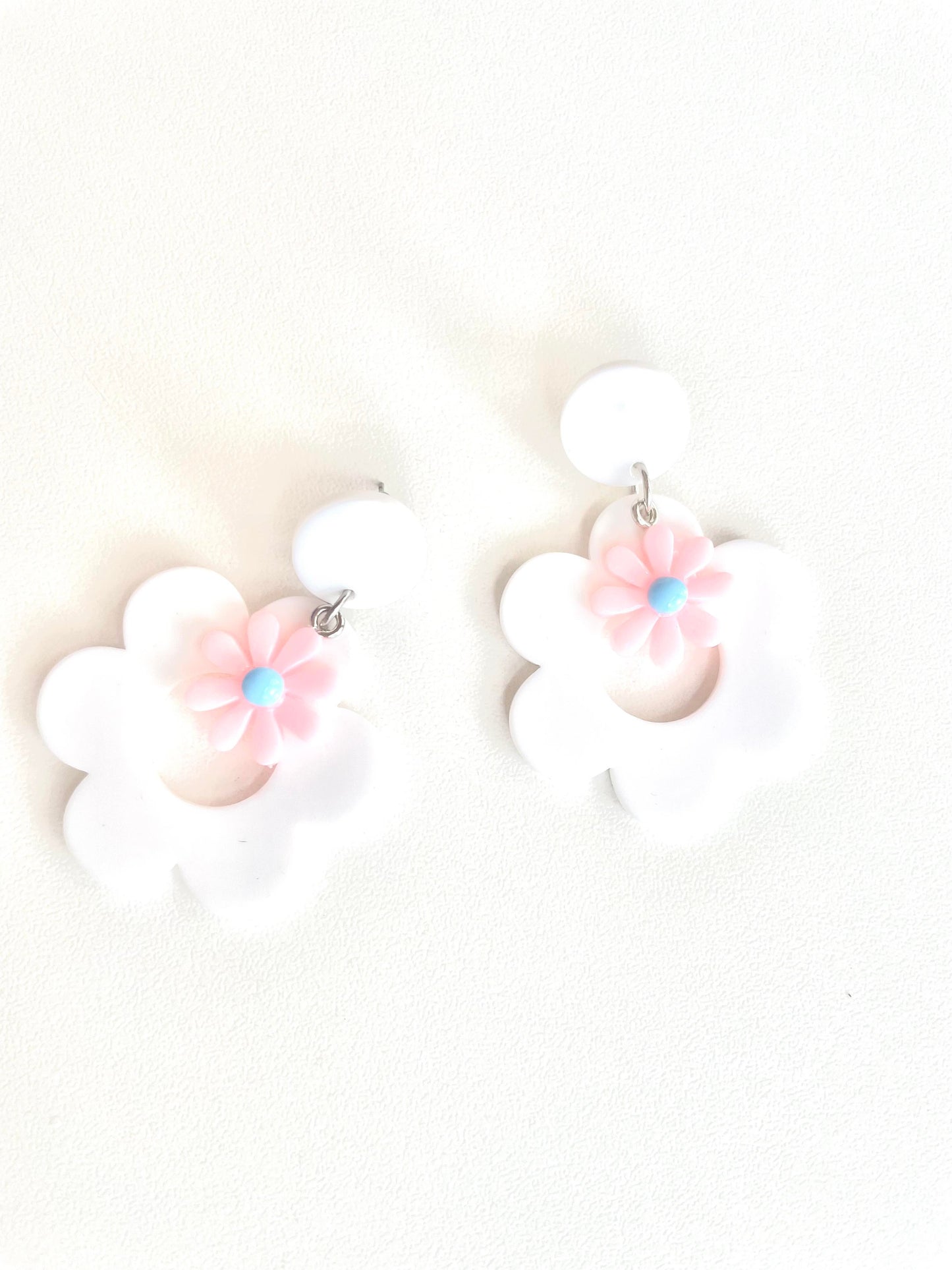 White Flower with mini flower Dangle
