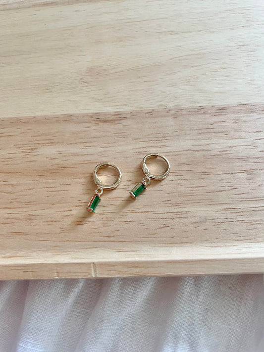 Mini Freyer Hoops - Emerald