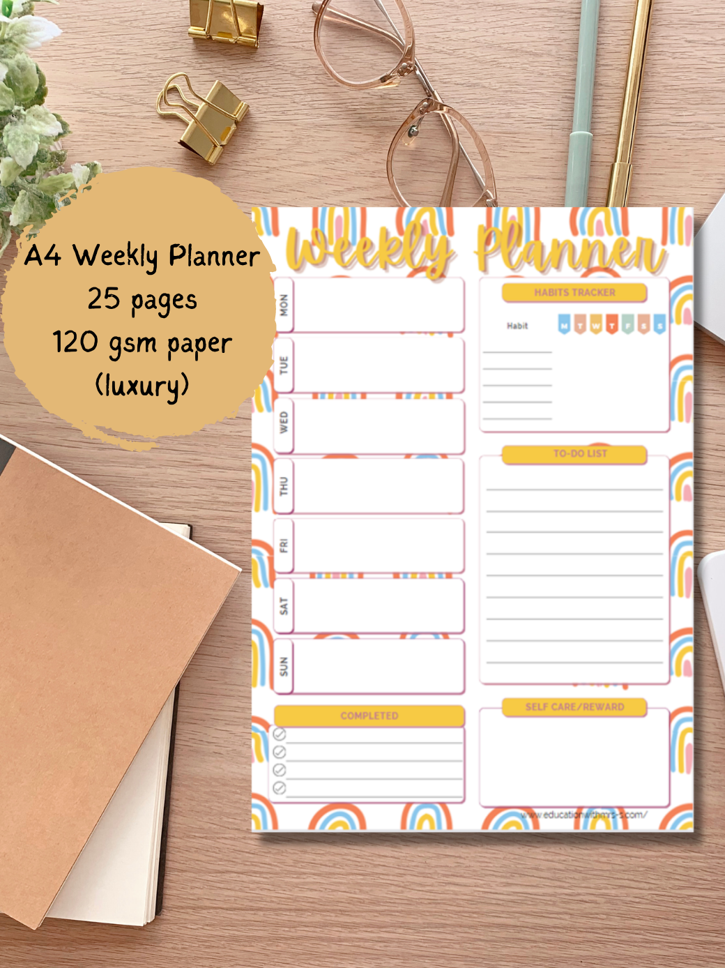 Over the Rainbow A4 Weekly Planner Pad
