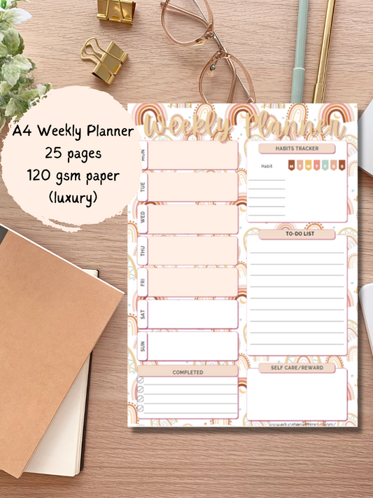 Autumn Rainbows A4 Weekly Planner Pad