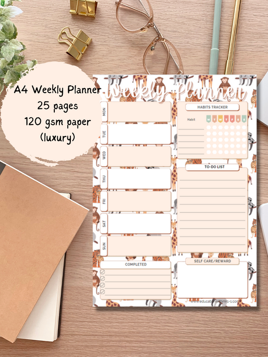 The Zoo A4 Weekly Planner Pad