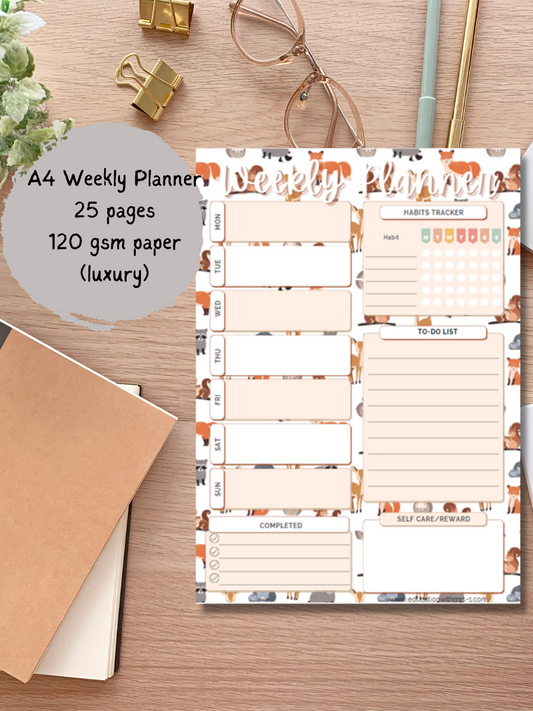Fox and Friends A4 Weekly Planner Pad