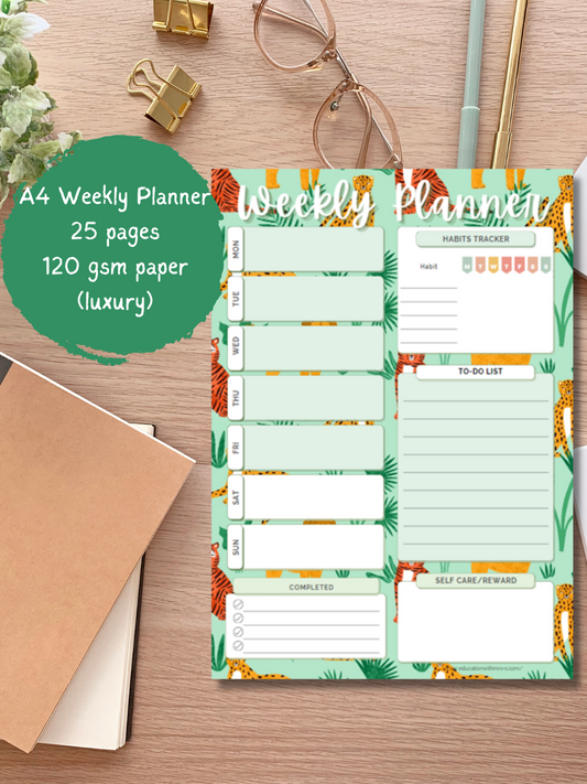 Timely Tiger A4 Weekly Planner Pad