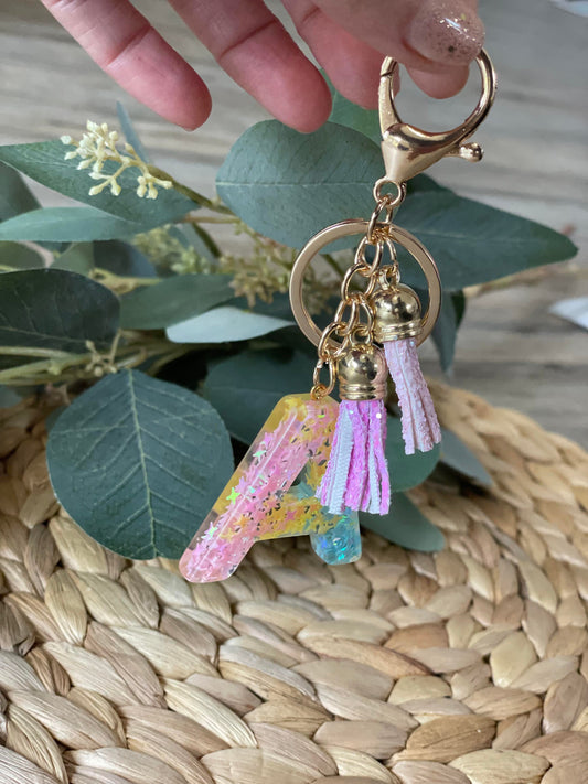 Resin Initial Keychain