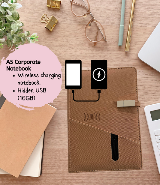 A5 USB and Wireless Charging Notebook