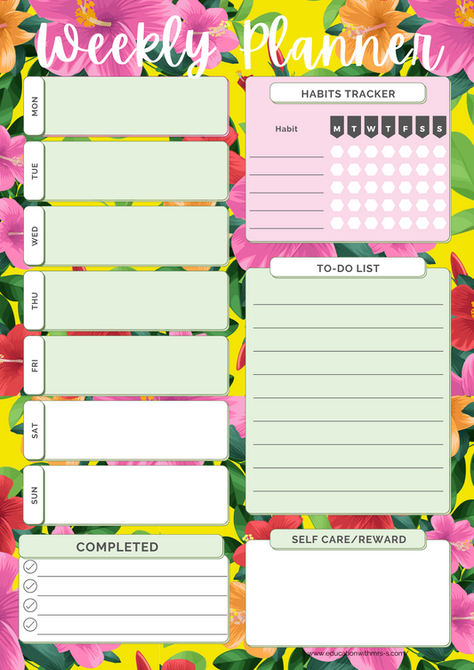 Bright flower A4 Weekly Planner Pad