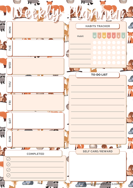 Fox and Friends A4 Weekly Planner Pad